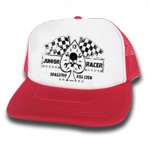 Dragstrip Clothing Kids Junior Racer red and white trucker cap